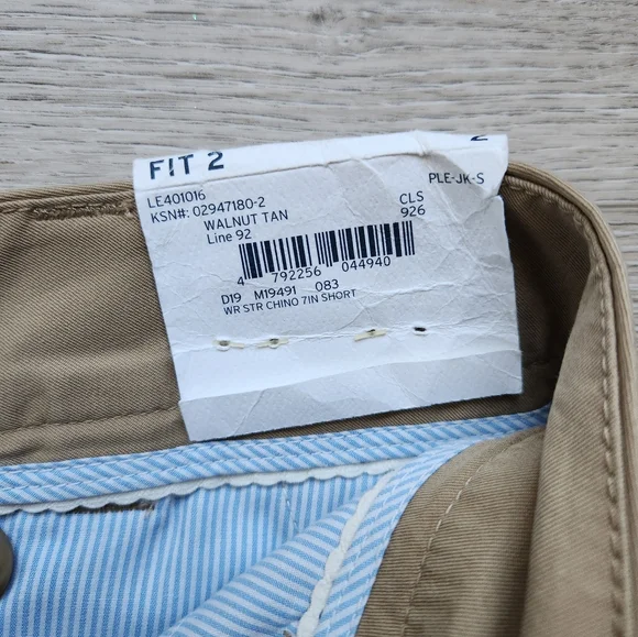 Lands End Walnut Tan Fit 2 Chino 7 Inch Shorts Womens 2 Baumwolle Cotton Nwt - Picture 3 of 11